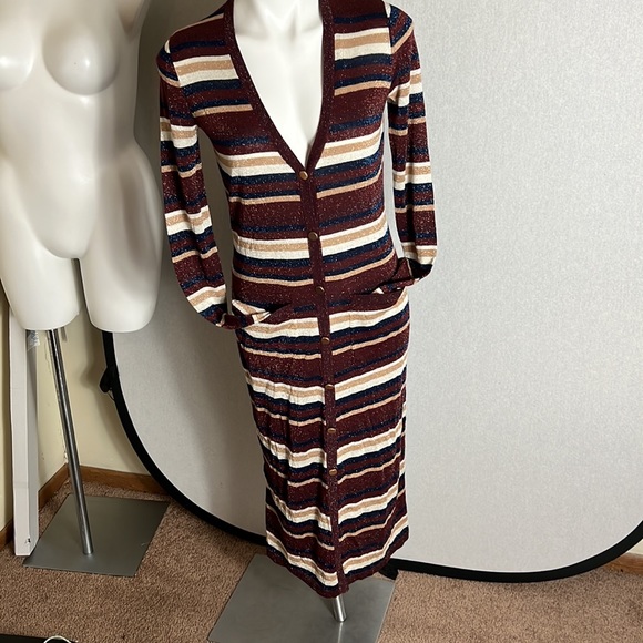 L’AGENCE women lurex’s striped cardigan brown multi dress size XS NWT - Picture 5 of 11